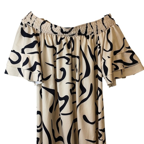 Joress Curve 1XL Cream and Black off shoulder plus size 37” knee length dress - Picture 2 of 11